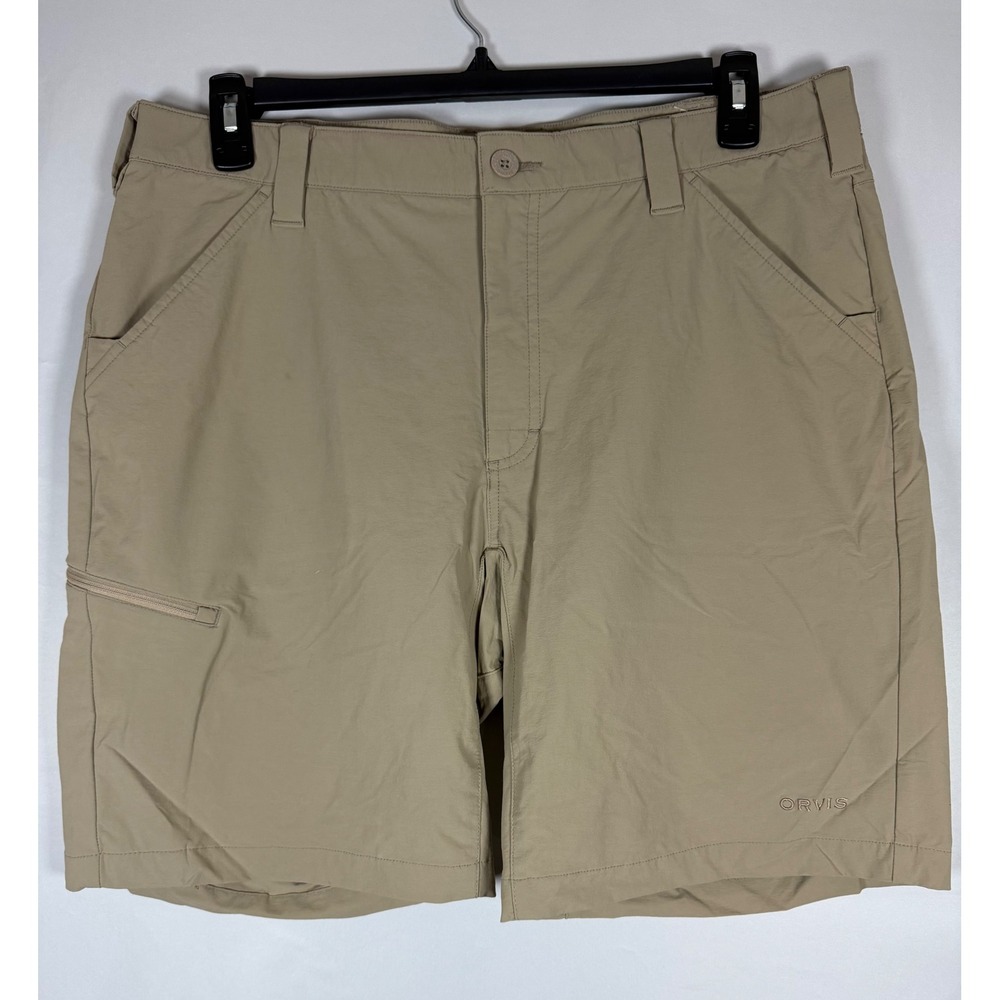 Orvis Mens Khaki Tan Outdoor Performance Hiking Fishing Shorts Size 36W